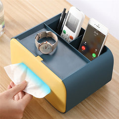 Multifunctional Desktop Tissue Storage Box Cosmetic Makeup Organizer