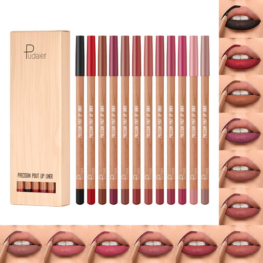 Outline 12-color Lipstick Matte Lip Liner Suit