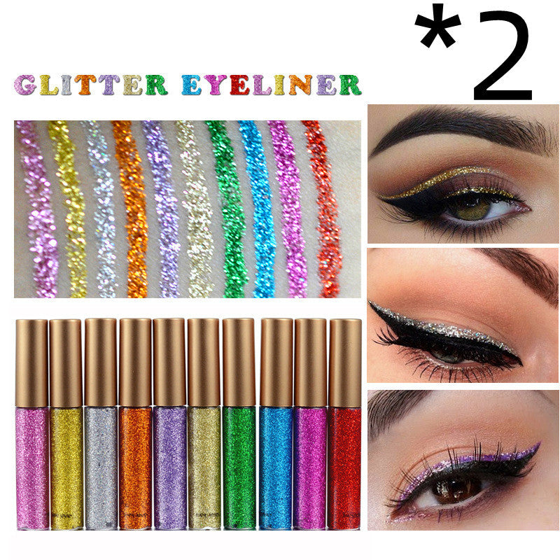 HANDAIYAN Brand 1 Pcs Glitter Liquid Eyeliner Pen 10 Colors Metallic Shine Eye Shadow & Liner Combination Pencil Eyes Makeup