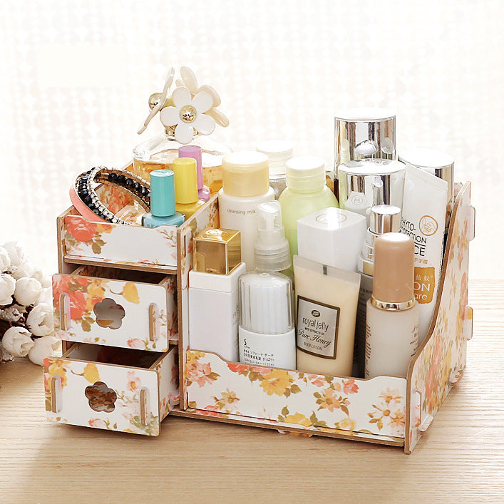 White Cosmetics Storage Box Drawer Wooden Finishing Box Makeup Box